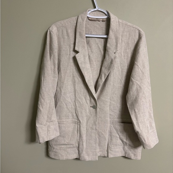 Soft Surroundings Linen Blend Minimalist Single Button Blazer Size XL Lagenlook - Picture 1 of 7